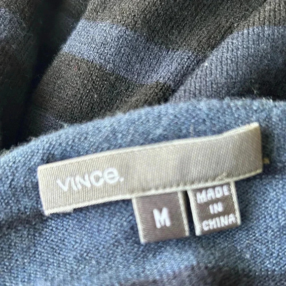 Vince blue striped tunic sweater merino wool blend oversized bateau Size M - Picture 6 of 9